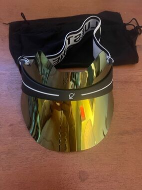 Reflective Kitty Gold Visor with headband BLUESTONE..POLARIZED